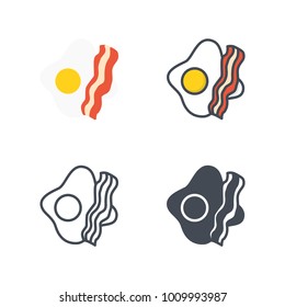 Bacon And Eggs Breakfast Flat Line Icon