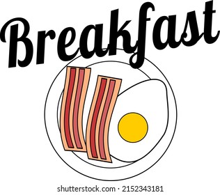 Desayuno de bacon y huevos en placa 