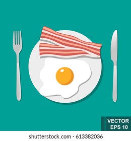 Bacon and eggs. Fast food. Tasty food. For your design.