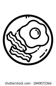Bacon und Eier Fett-Symbol einzeln auf weißem Hintergrund