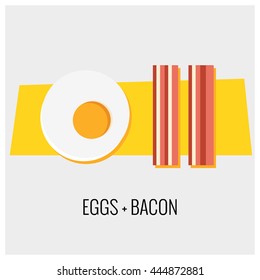 Bacon and Eggs! (Flat Style Vector Illustration Design Template)