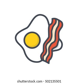 Bacon and eggs Icon Food Colored Breakfast