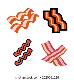 Bacon emoji flat icon isolated vector illustration on white background