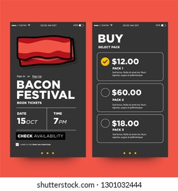 Bacon Festival Event App Interface Design
