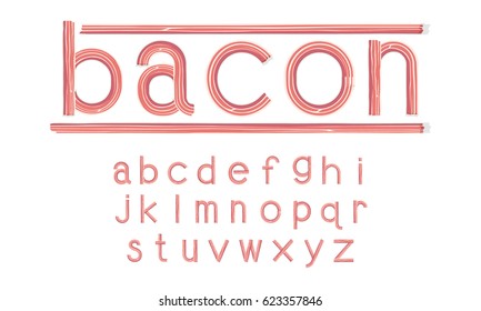 bacon font  lowercase vector illustration