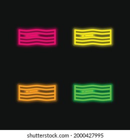 Bacon four color glowing neon vector icon