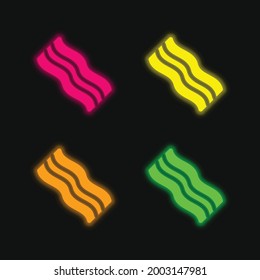 Bacon four color glowing neon vector icon