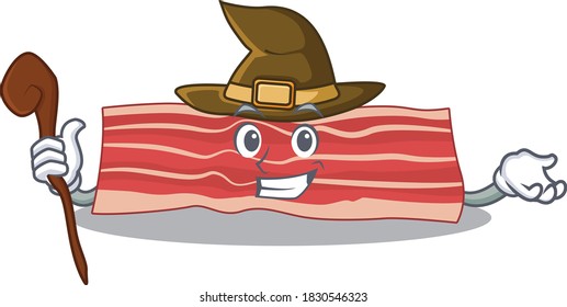 Bacon funny but sneaky witch cartoon character design