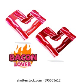 Bacon in heart shape. Bacon lover concept - vector illustration