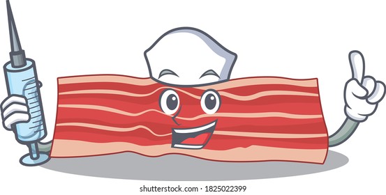 Bacon humble nurse mascot design with a syringe