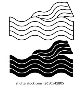 Bacon icon in both fill and outline styles, vector EPS 10 format. Represents sliced crispy bacon, suitable for food menus, restaurant icons, breakfast apps, and kitchen or cooking interface elements.