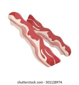 Bacon icon in cartoon style isolated on white background. Meats symbol stock vector illustration