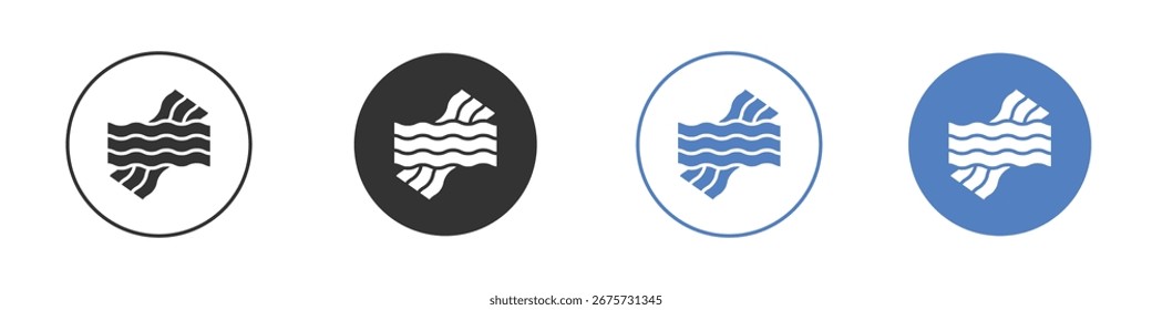 Coleção de ícones Bacon para aplicativo em cores preto e azul