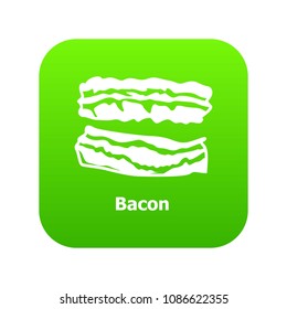 Bacon icon green vector isolated on white background