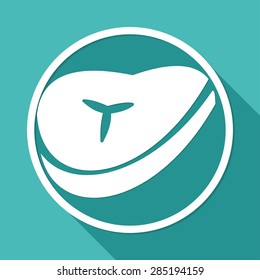 bacon icon on white circle with a long shadow