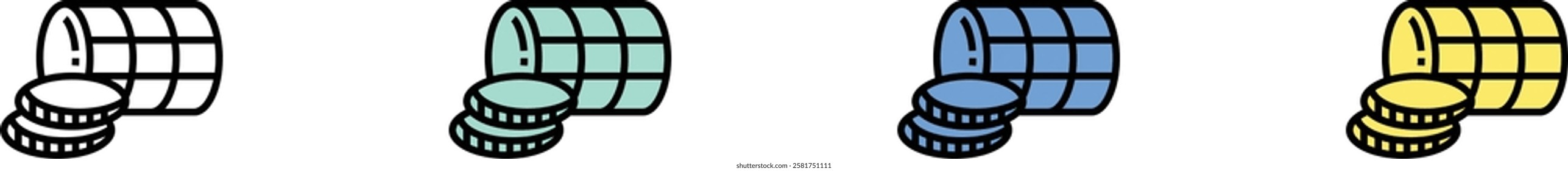 bacon icon. Outline, Green, Blue and Yellow Style Design Isolated On White Background