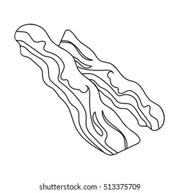 Bacon icon in outline style isolated on white background. Meats symbol stock vector illustration