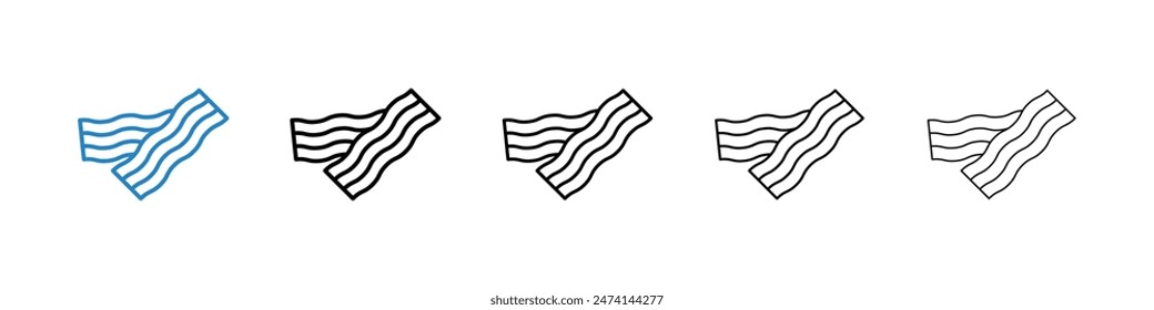 Bacon Icon Set Icon showcasing crispy strips of pork bacon in a vector style.