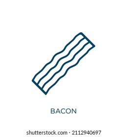 bacon icon. Thin linear bacon outline icon isolated on white background. Line vector bacon sign, symbol for web and mobile