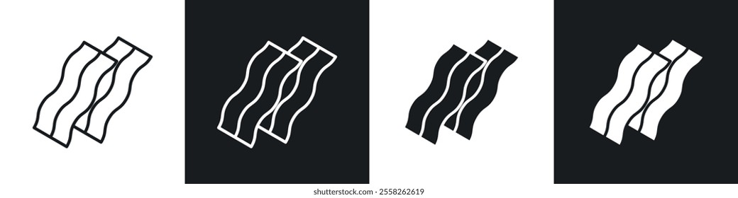 Bacon icon vector collection in black and white.