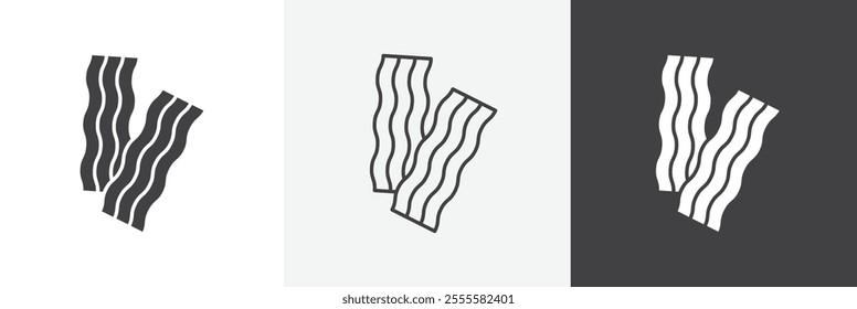 Bacon icon vector set for ui designs