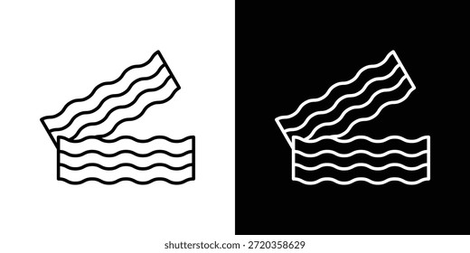 Ícones de bacon vetor preto e branco, conjunto de ícones de linha.