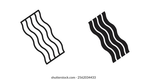 Bacon icons in flat and line style set.