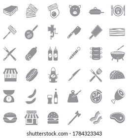 Iconos de tocino. Diseño plano gris. Ilustración vectorial.