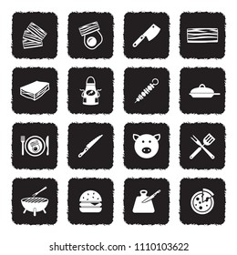 Bacon Icons. Grunge Black Flat Design. Vector Illustration. 