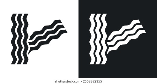 Bacon icons in solid black and white colors