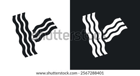 Bacon icons in solid black and white colors