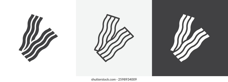 Bacon icons in Thin line black color. flat simple vector symbols illustration.