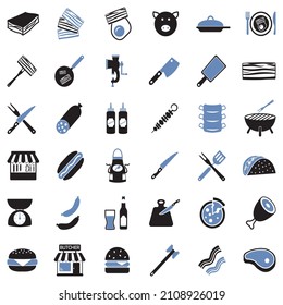 Bacon Icons. Two Tone Flat Design. Vector Illustration.