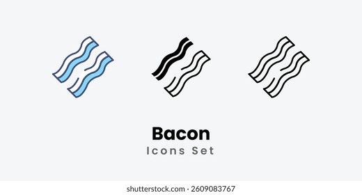 Bacon icons vector set stock illustration.