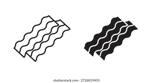 Símbolo de Vector de iconos de tocino con trazo editable y versiones planas