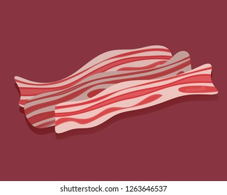 Bacon. Isolated fresh meat icons. Vector illustration.