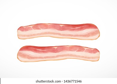 Bacon isolated on white background. Realistic vector.