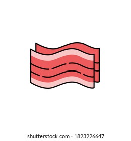 Bacon isolated on white background. Symbol, logo illustration.