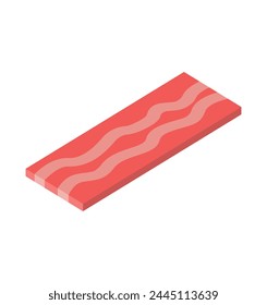 Bacon isometric isolated. Thin layer of fried meat