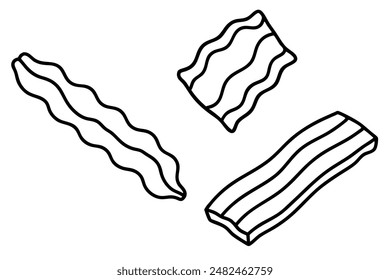 Bacon line art featuring sleek monoline food illustrations