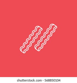 Bacon Line Icon On Red Background