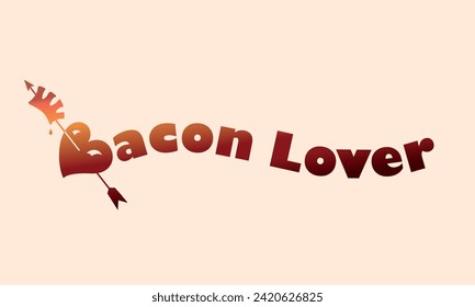 Texto del logo de Bacon lover con la letra B, que es un símbolo del corazón. Inclinado en un divertido estilo retro