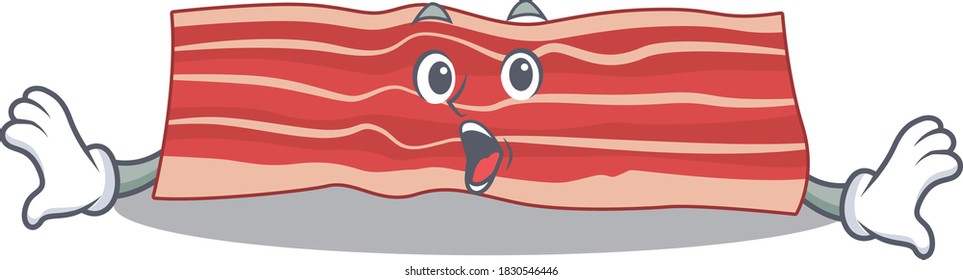 Bacon mascot design concept having a surprised gesture