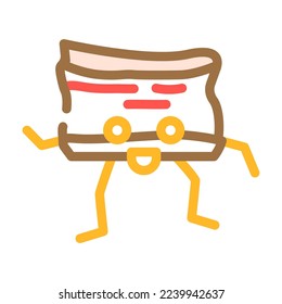 bacon meat character color icon vector. bacon meat character sign. isolated symbol illustration