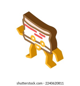 vector de icono isométrico de carácter de carne de tocino. signo de carácter de carne de tocino. ilustración de símbolo aislado