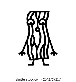bacon meat character line icon vector. bacon meat character sign. isolated contour symbol black illustration