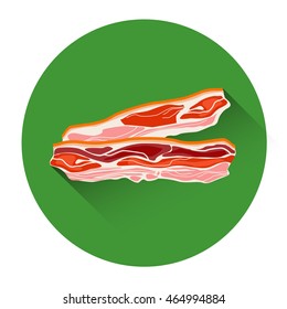 Bacon Meat Food Icon Flat Vector Illustration