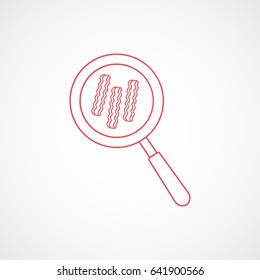 Bacon Ob Frying Pan Red Line Icon On White Background