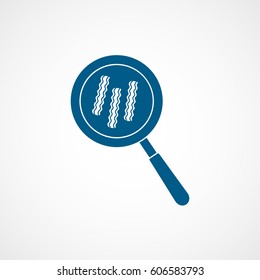 Bacon On Frying Pan Blue Flat Icon On White Background