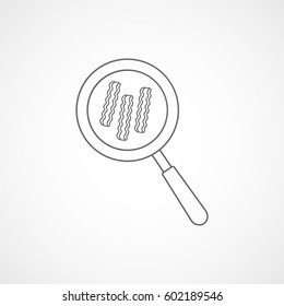 Bacon On Frying Pan Line Icon On White Background